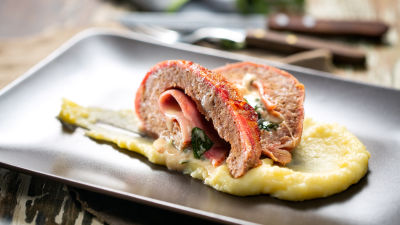 Руло от кайма с шунка и кашкавал