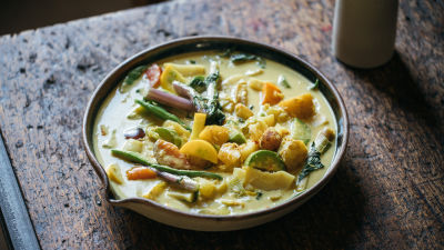 Зеленчуци в кокосово мляко по селски