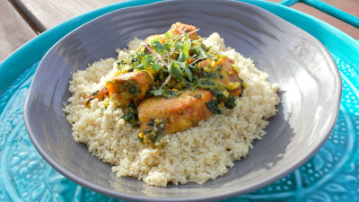 Рибно къри с кресон и лимонов кускус