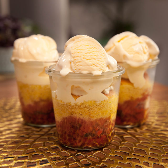 Пудинг на пара с малини