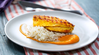 Piletina s rižom na maslacu i pireom od mrkve