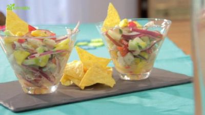 Ceviche com tortilha chips
