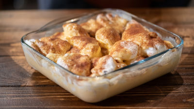 Farófias com Molho de Baunilha (sem glúten)