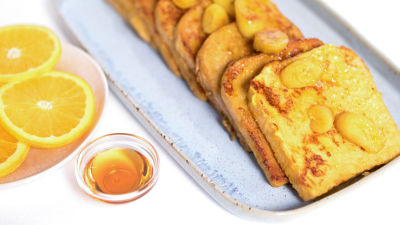 French Toast com Bananas e Laranja