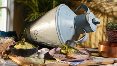 Lombos de Corvina com Migas de Batata e Espargos