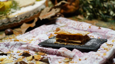 Mil folhas de castanha e caramelo salgado