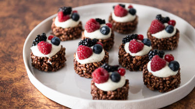 Minitartes de Cereais Tufados e Mascarpone - Sem Glúten