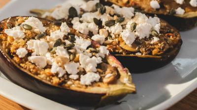 Beringela Recheada com Quinoa