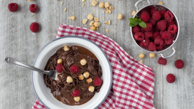 Esparguete Doce de Cacau e Avelãs