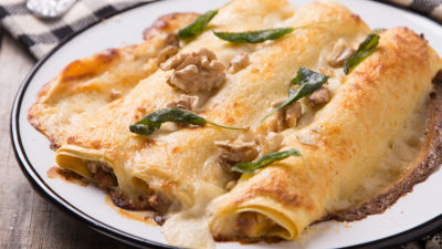 Canelones de Requeijão, Abóbora e Noz