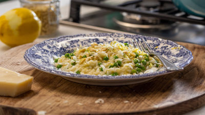 Risotto de Ervilhas, Limão e Alho-francês