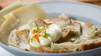 Açorda de Poejo e queijo de cabra