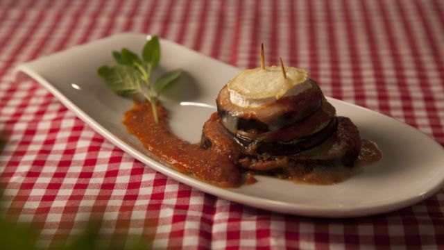 Beringela Fundida com Queijo Chévre