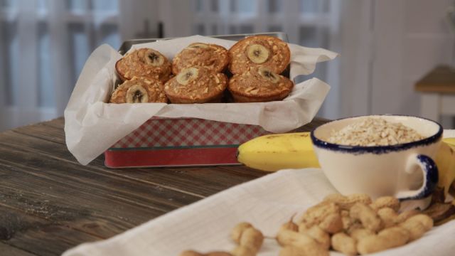 Queques de Banana, Amendoim e Aveia