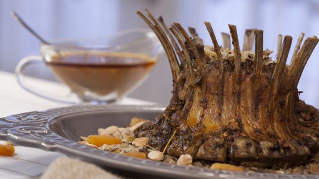 Coroa de Borrego, Arroz Selvagem e Molho de Frutos Vermelhos