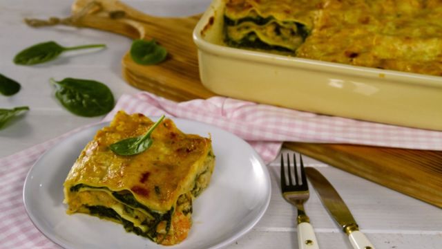 Lasanha de Camarão e Espinafres