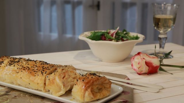 Strudel de Bacalhau e Camarão