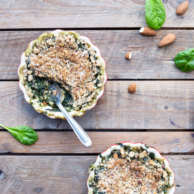 Crumble de Espinafres com Amêndoa (Vegetariano)