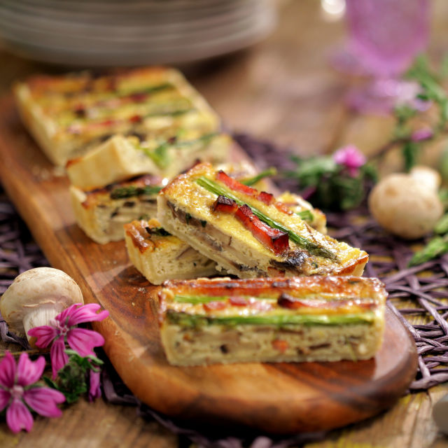 Quiche de Bacon, Queijo e Espargos
