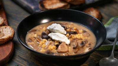 Čorba od šumskih gljiva i kuskusa