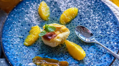 Баски чийзкейкчета с портокалов компот