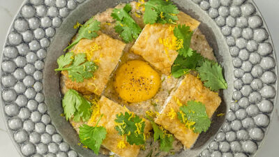 Açorda de Ovas com Pescada Frita