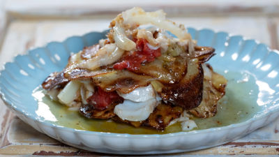 Mil-folhas de Bacalhau com Couve e Batata