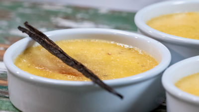 Leite-creme no Forno com Pêra