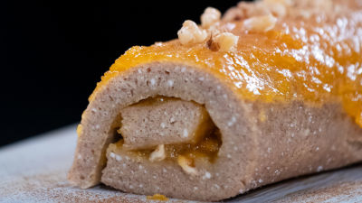 Torta de Requeijão com Doce de Abóbora e Nozes