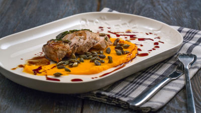 Свинско бонфиле с пюре от тиква