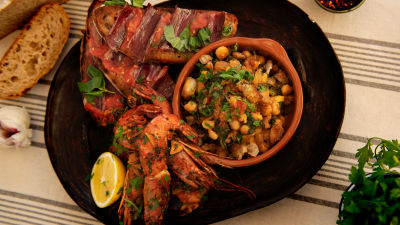 Скариди с чесън и чили