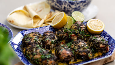 Яхния от нахут и печено зелено пиле