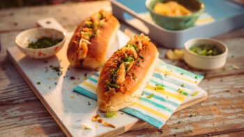 Chilli butter prawns on toasted brioche