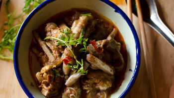 Banana trunk and chicken curry