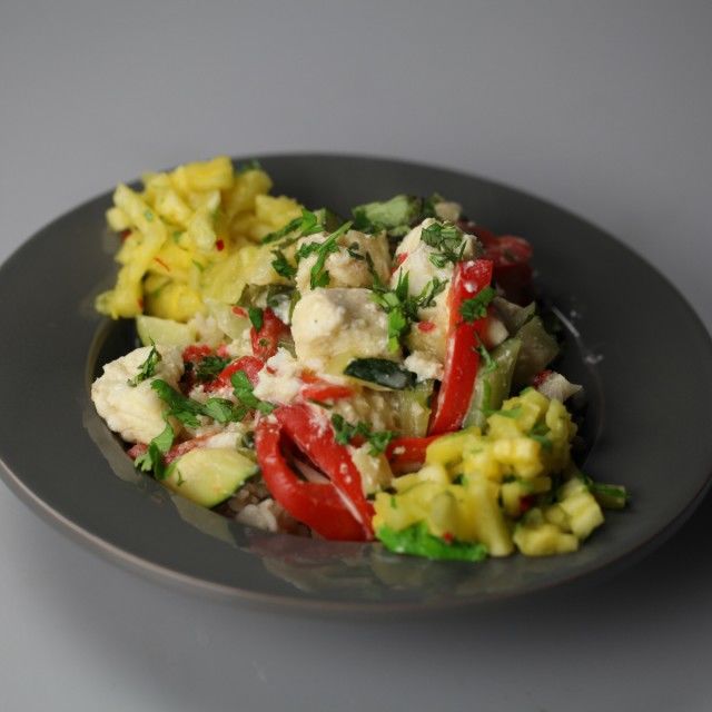 Къри с кокос, риба и ориз