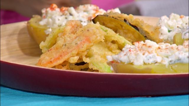 Печен компир и зеленчуци в темпура