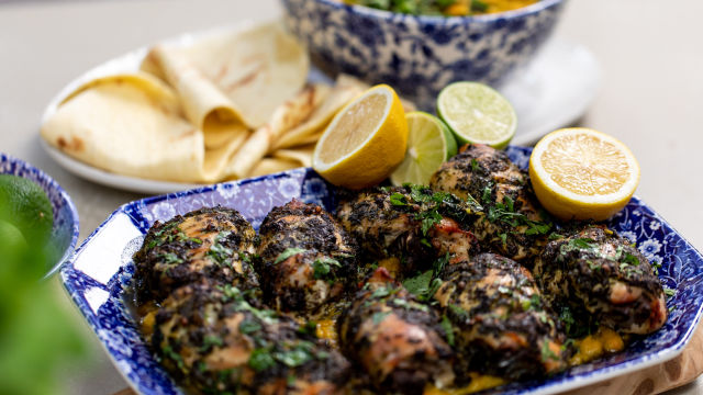 Яхния от нахут и печено зелено пиле