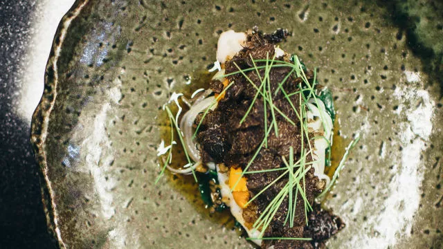 Sporo kuhana riba amadai s crnim tartufom