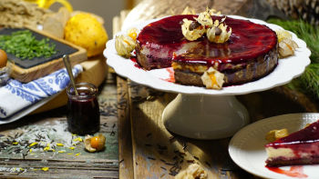 Cheesecake de forno com Frutos Silvestres e Physalis