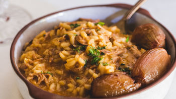 Risotto de Borrego com Chalotas Salteadas