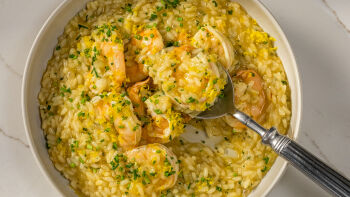 Arroz Caldoso de Camarão e Ervas