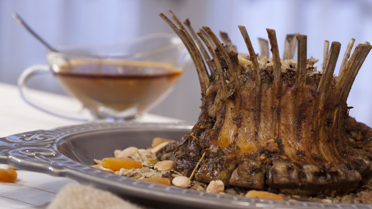 Coroa de Borrego, Arroz Selvagem e Molho de Frutos Vermelhos