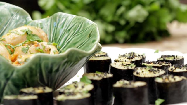 Lulas Recheadas com Batatas e Alga Nori