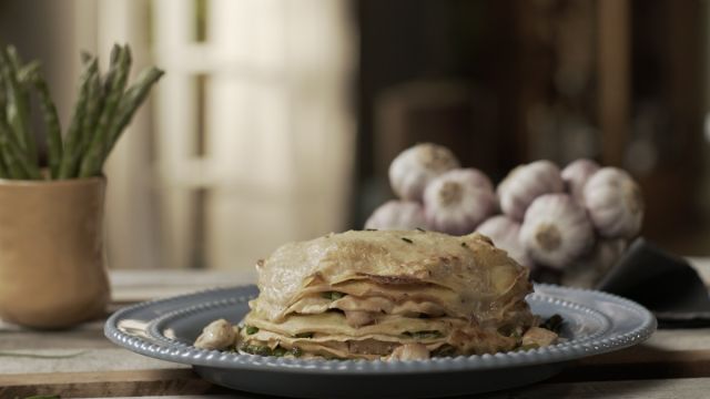 Tarte de Omelete com Frango, Espargos e Ervilhas