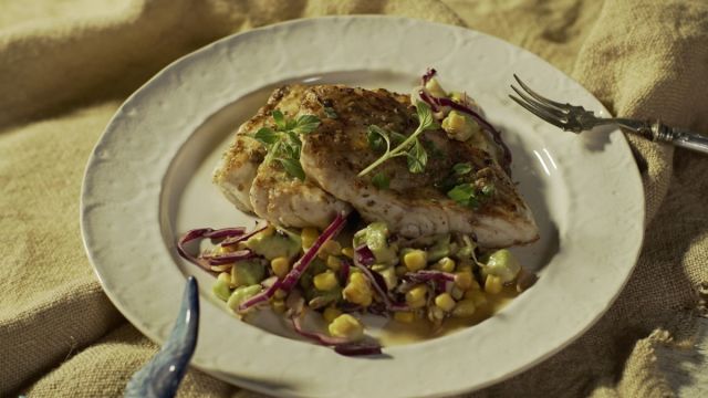 Filetes de Garoupa com Abacate e Milho
