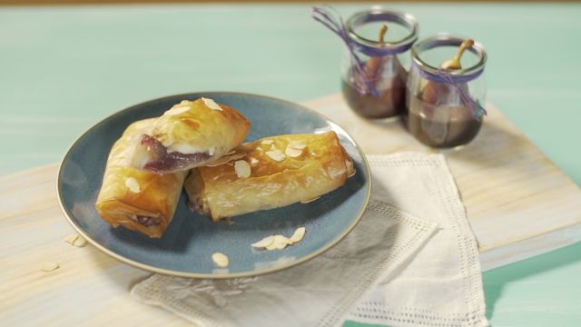 Embrulhos de Pêra Bêbada com Queijo de Cabra