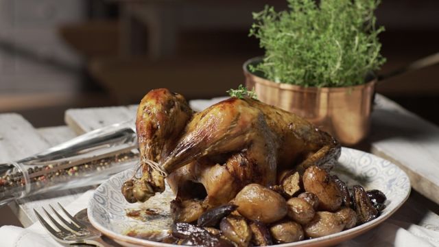 Frango Recheado com Figos e Batata