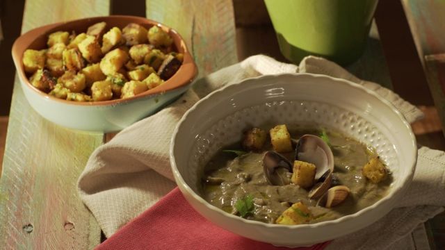 Aveludado de Lentilhas com Ameijoas