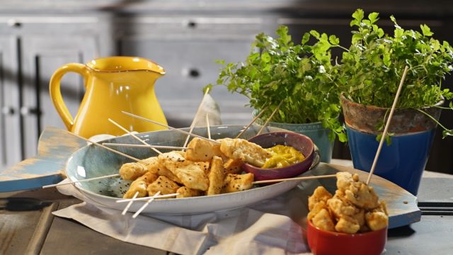 Palitos de choco frito com maionese de wasabi