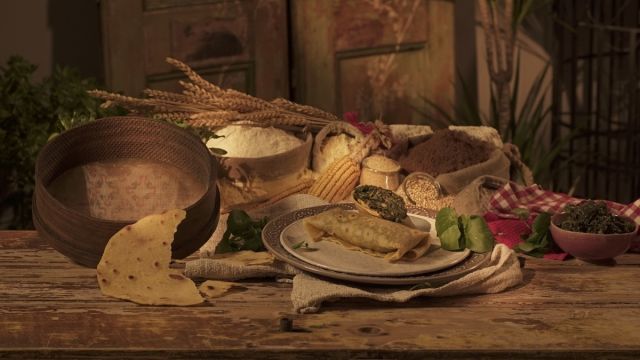 Wraps de milho com esparregado